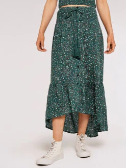 Ditsy Shirred Maxi Skirt