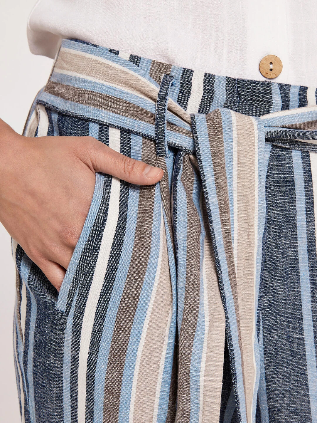 Chambray Stripe Trousers - Image 4