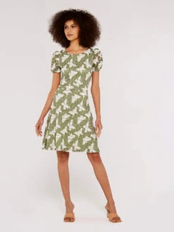 Butterfly Ruch Sleeve Dress
