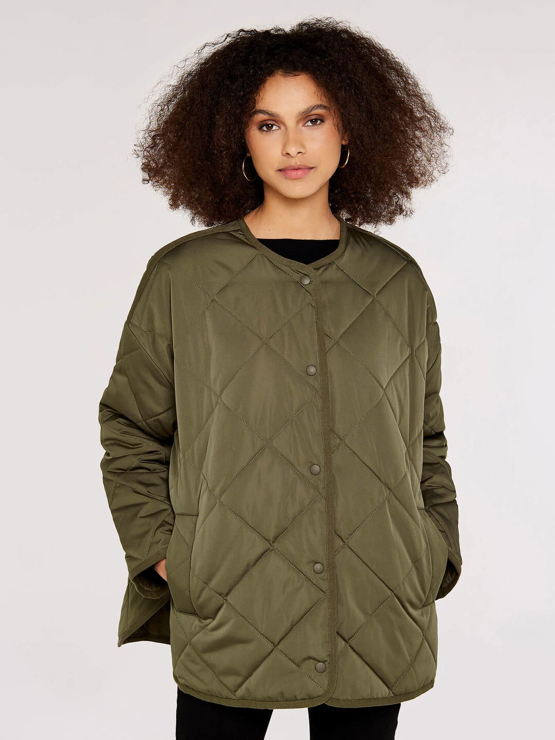 Collarless Quilted Jacket - Image 3