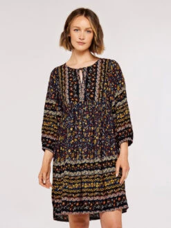 Folk Border Print Dress
