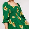 Floral Smock Puff Sleeve Dress