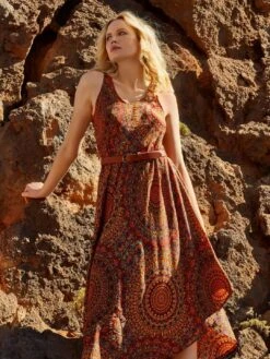 Moroccan Mandala Midi Dress