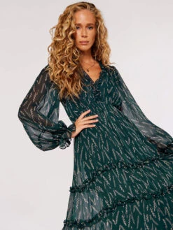 Wheat Ruffle Midi Dress