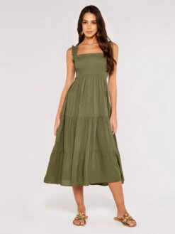 Smock Tiered Midi Dress