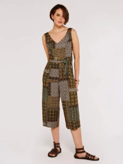 Patchwork Tile Cullotte Jumpsuit