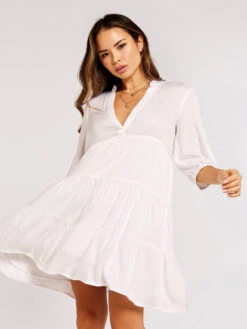 Herringbone Tiered Mini Dress