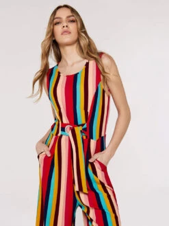 Multi-stripe Tie Waist Jumpsuit