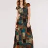 Patchwork Smocked Maxi Dress