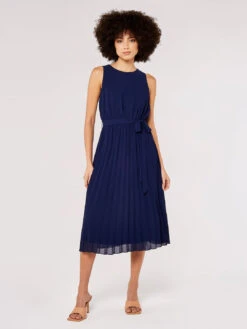 Pleated Skirt Midi Dress