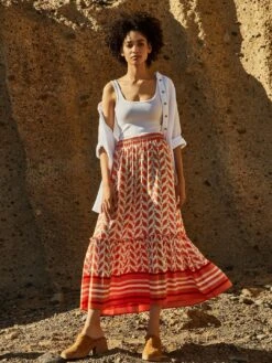 Geo Leaves Maxi Skirt