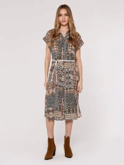 Ikat Patchwork Midi Dress