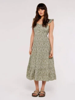 Printed Strap Midi Dress