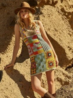 Patchwork Crochet Shift Dress