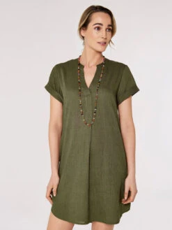 Linen Mix Mini Dress