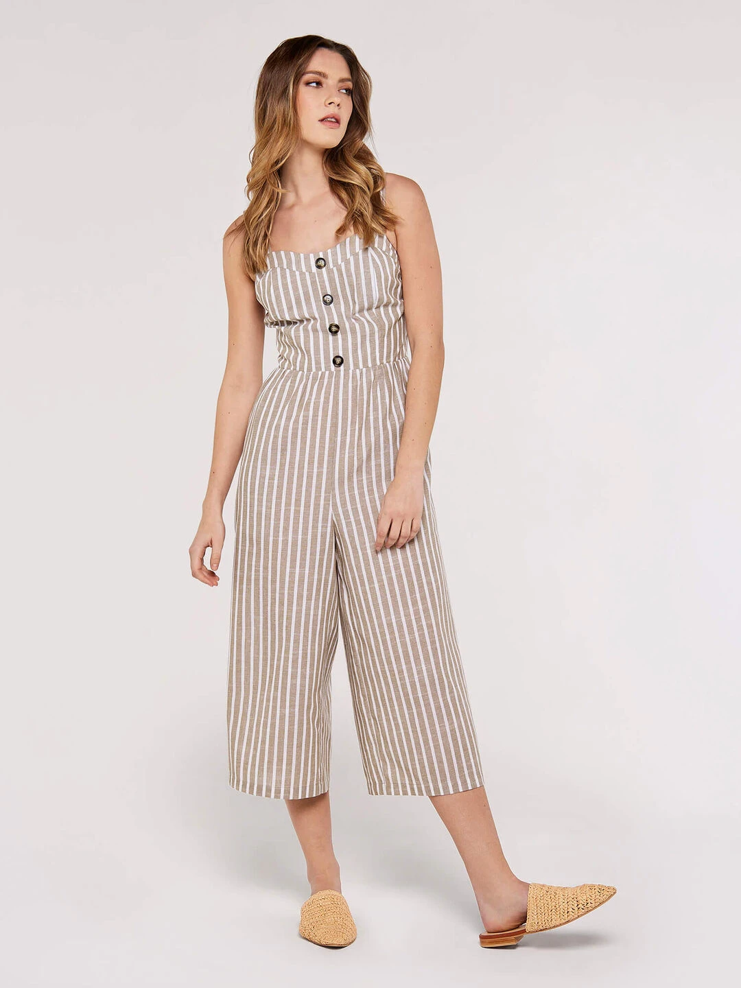 Striped Button Detailed Jumpsuit - Image 4