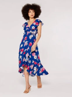 Floral Wrap Midi Dress