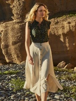 Coconut Button Through Skirt