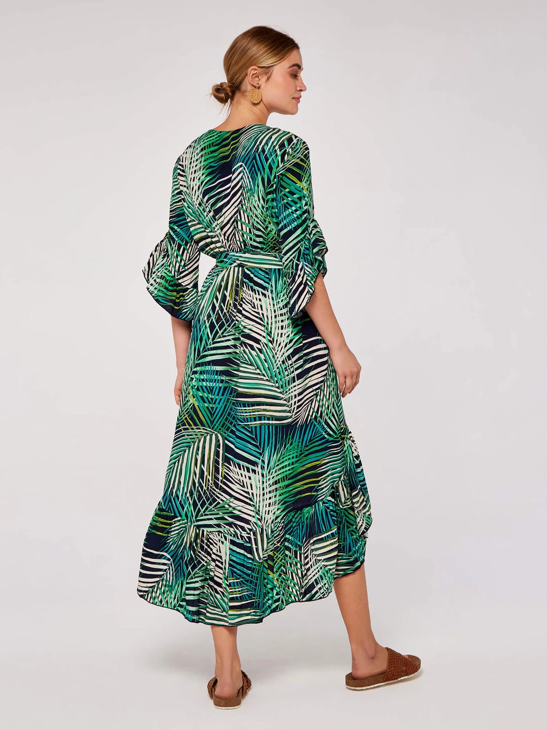 Tropical Leaf Ruffle Dress - Image 4