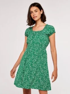 Brush Spot Milkmaid Mini Dress