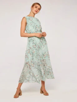 Botanical Grecian Pleat Dress