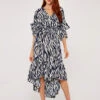 Zebra Print Dip Hem Dress