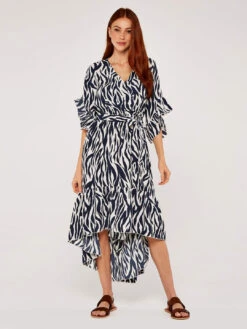 Zebra Print Dip Hem Dress