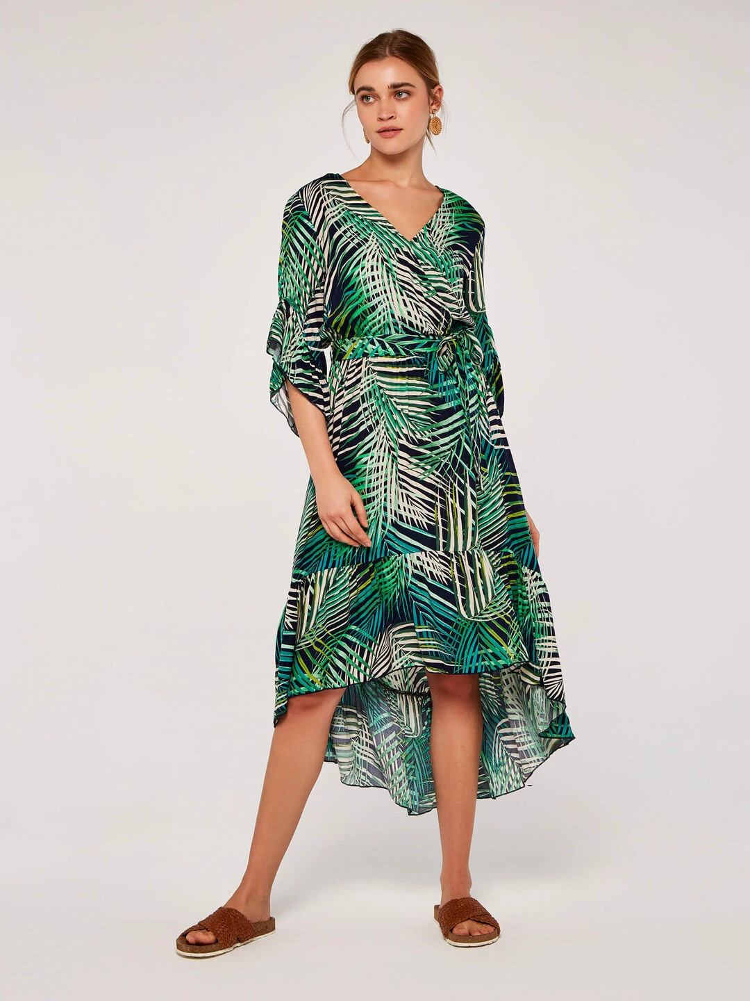 Tropical Leaf Ruffle Dress - Image 3