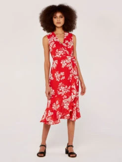 Graphic Floral Wrap Dress