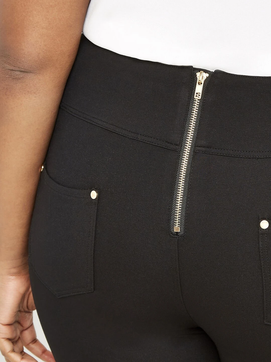 Zip Detail Ponte Trousers - Image 3